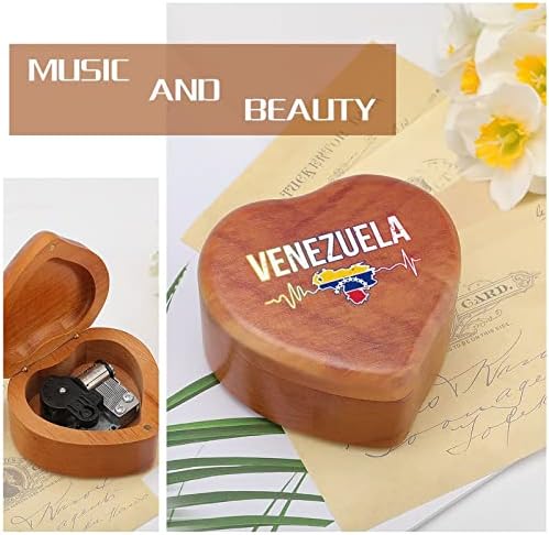 Venezuela Heart Beats Heart Music Box Wooden Musical Boxes Melhor Presente para Aniversário de Natal Aniversário