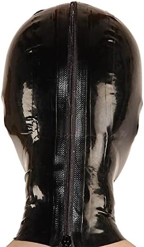 Adjan nova lingerie exótica de borracha apressada madel de látex preto emendado e transparente olhos abertos capô, transparente emendado preto, xs
