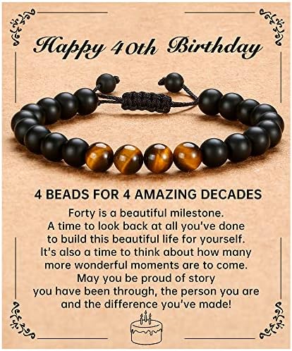 Cogue 21/13/30/40º/50º Aniversário Presentes Ajuste Tiger Eye Bracelete para filho, irmão, marido, pai, feliz aniversário de feliz
