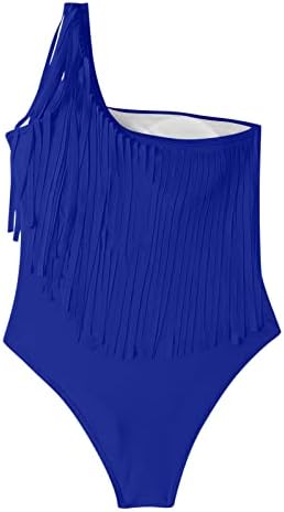 Mulheres One Piece Swimsuit One ombro tiras largas Tlassel Slimming Summer Summer Beach Bathing Suits