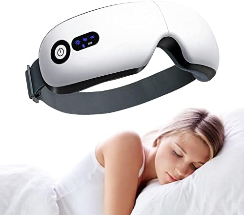 Mosonnytee Eye Massger com calor, massageador aquecido para enxaqueca com música Bluetooth, massageador de olho dobrável