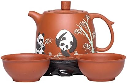 Siline panda zisha pane de chá 9 oz com 2 xícaras, bule de barro genuíno de argila, infusão de kung fu do fabricante de chá