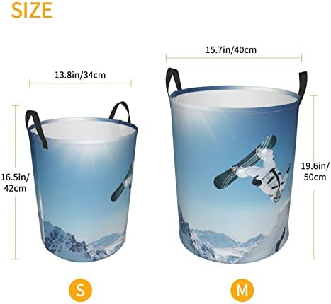 Cesto de snowboard cesto de lavanderia redonda cesto com alça para o quarto lavatório de lavanderia