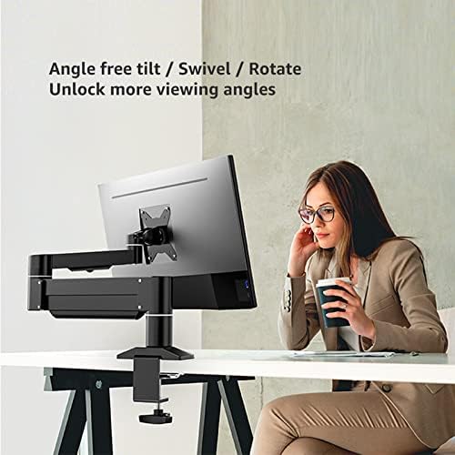 Montagem da mesa de mola de braço de um monitor único ， braço de monitor para serviço pesado para tela ultrawida até 43 polegadas ， 26,4 libras