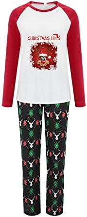 Conjuntos de pijamas da família de Natal correspondentes, Natal de manga longa de Natal Tops calças de moda de moda de pm pijamas para a família