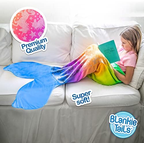 Tailas de cobertura | Rainbow Unicorn Mermaid Blanket - Fleece Mermaid Tail Clanta - lavável máquina, perfeito para presentes, fendas do pijama e uso diário para crianças, adultos e adolescentes