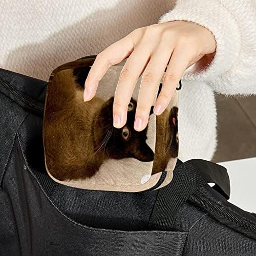 Bolsa de produtos femininos para garotas para garotas para manchas Bolsa e tampões com zíper, gato engraçado