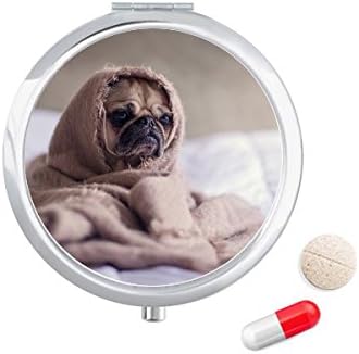 Bulldog Animal de animais de estimação solitária de pílula de pílula de bolso de bolso caixa de armazenamento dispensador de recipiente