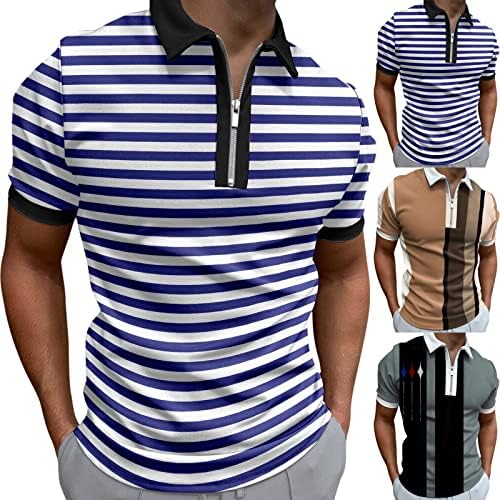 DIYAGO Polo Camisetas Men Zipper Designs Stripes Collar Office Office Golf Summer Tshirts Tops vintage casuais casuais casuais
