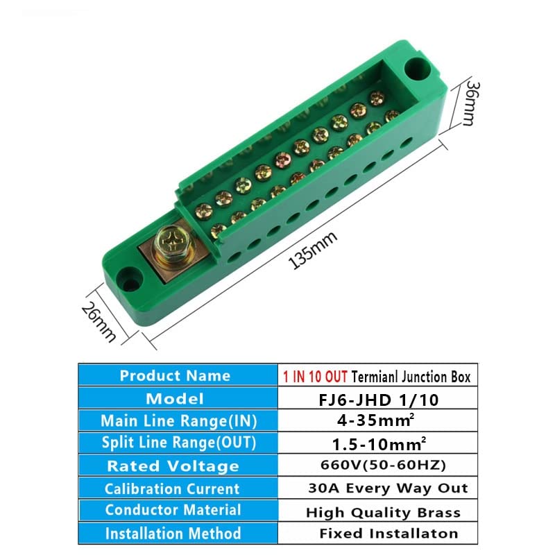 1PCS Terminal Junction Box Unipolar Splitter 1 em 4/6/8 OUT METERAÇÃO ACEDIMENTO DE BLOCO DO CABELO DE MEDIÇÃO Acessórios