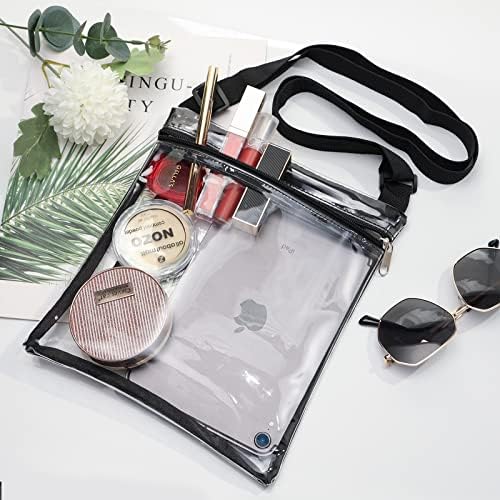 WJCD Clear Bag Messenger Bag Stadium Aprovou Sacos Clear Purse Clear para mulheres, com bolso interno