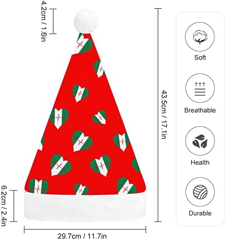 Love Nigeria batimentos cardíacos chapéu de Natal engraçado Papai Noel Hats Plush curto com punhos brancos para suprimentos de decoração de festa de férias de Natal