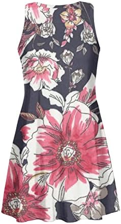 Vestidos maxi vestidos confortáveis ​​de verão para mulheres praia camiseta floral vestidos sem mangas mangas