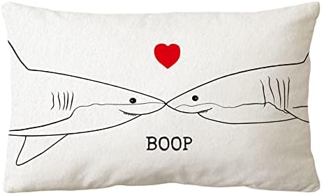 Sidhua Sharks Ocean Animals temáticos Decorações de travesseiros para casa, capa de travesseiro de arremesso de boop de tubarão 12 ”x20”, presentes de amor, Gifts de amante de tubarão