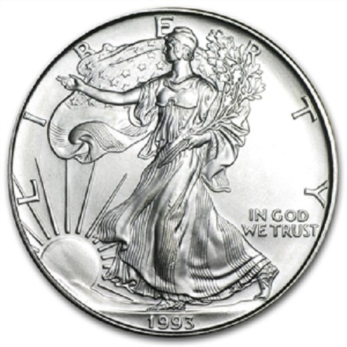 1993 - American Silver Eagle .999 Prata fina com nosso Certificado de Autenticidade Dollar não circulado
