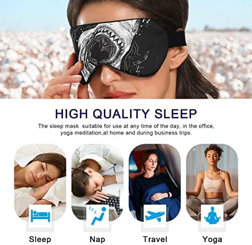 Alaza Scary Scary Shark Ataque Máscara de Sono para homens Máscara de olho para dormir Máscaras de dormir de resfriamento engraçado