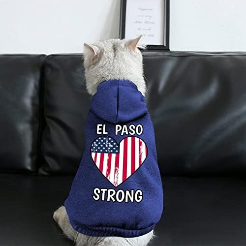 El Paso Strong With USA Flag Heart Dog Roupos de inverno Hoodies de estimação macio e quente Sweothirts para cães médios