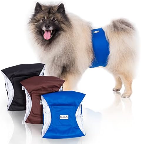 Fraldas de cães laváveis ​​Fluffko - Male - Premium reutilizável banda de barriga envoltórios para cães machos Conjunto