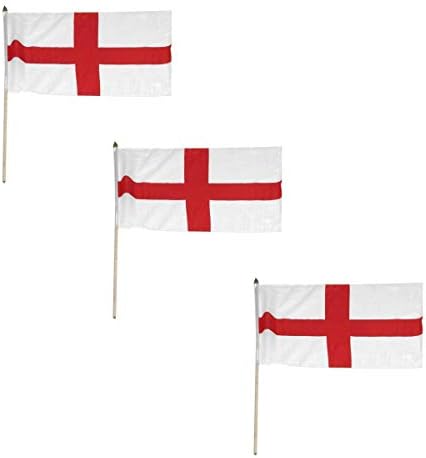 Inglaterra - St.George Cross 12in x 18in Flag - 3 PK