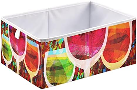 Bin de cesta de copos de vinho colorido Bin armazenamento de armazenamento prateleiras colapsáveis ​​cesto de cesta de tecido dobrável Organizador de cubo para dormitório em casa