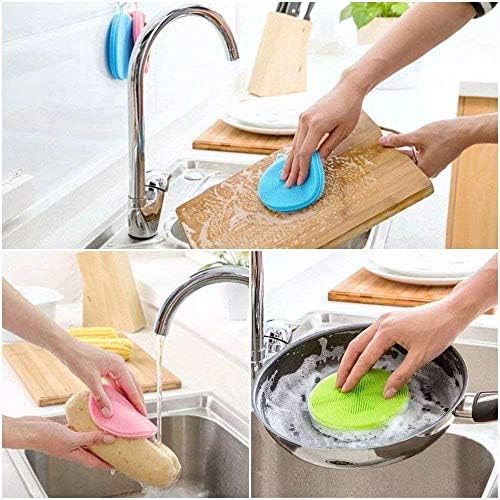 Esponjas de prato de silicone - 7 esponjas de limpeza de embalagem para lavagem de pratos, lavadora de pratos de silicone