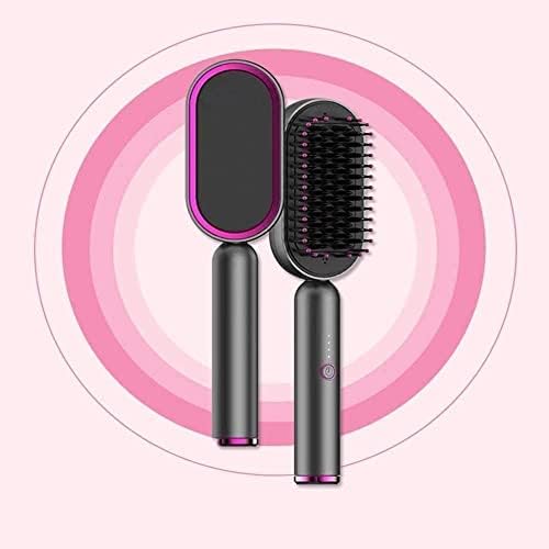 Escova de alisador de cabelo MXJCC, escova de alisamento iônico com aquecimento rápido e 3 configurações de temperatura, escova de cabelo elétrico para todos os tipos de cabelo, auto-off/anti-escaldado, acessórios profissionais de salão
