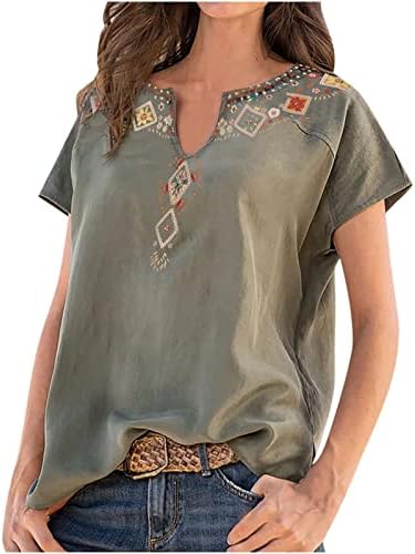 Camiseta da blusa para mulheres de manga curta algodão / pescoço brunch gráfico vitoriano camponês camponês steampunk blusa