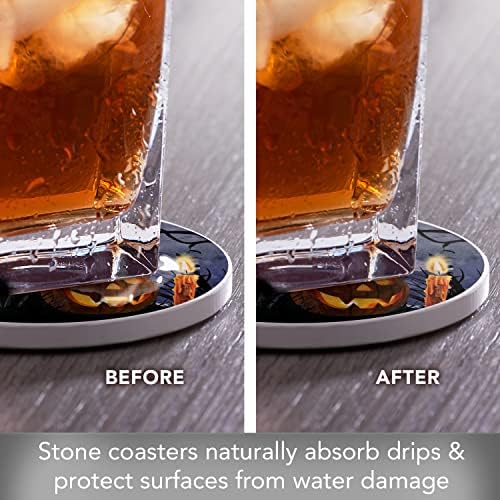 CounterArt Midnight Magic Round Absorvent Stone Coaster 4 pacote com suporte de cortiça protetora fabricada nos EUA
