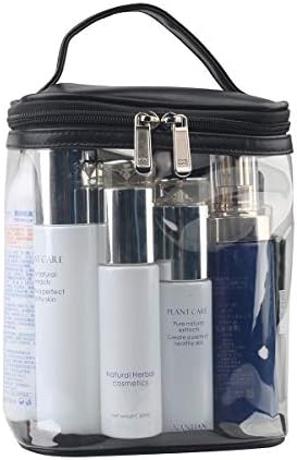 Bolsa de maquiagem clara com bolso interno, bolsa cosmética transparente para viagem ou uso diário, bolsa de praia à prova d'água para cuidados solares para a pele