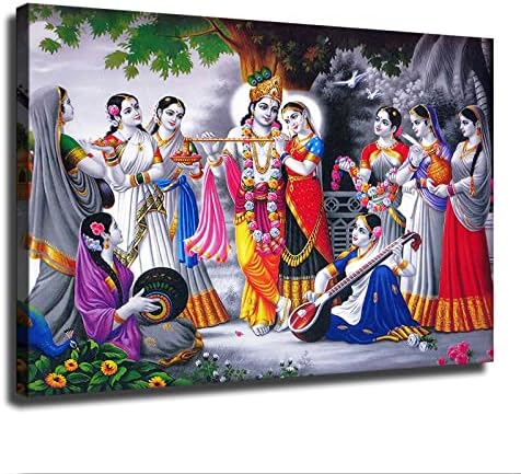 Estilo indiano Radha Krishna étnica Arte Poster Sala Estética Arte da parede Decoração Decoração Decoração de casa Presente