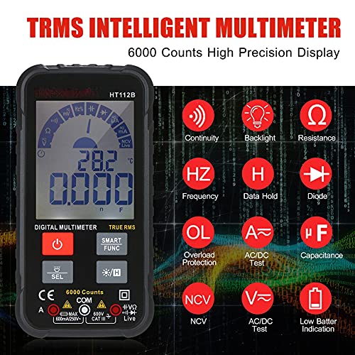 Quul inteligente 6000 contagens multímetro Multímetro Digital LCD Display AC/DC Voltímetro Ohmeter Test Diodo Test Diodo