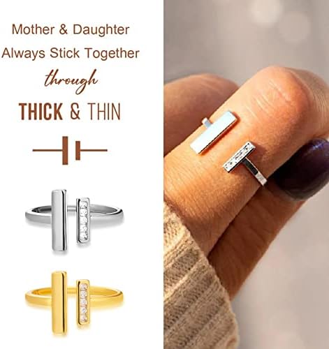 Harlermoon mãe filha anel grosso e fino anéis sempre grudam -se em anel aberto anel ajustável anéis de zirconia cúbica