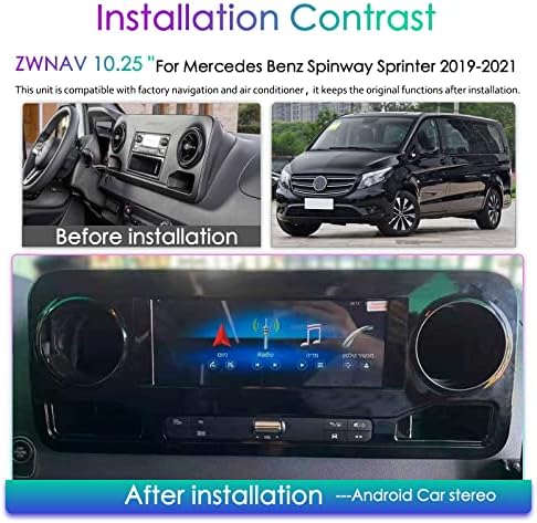 ZWNAV Android 11 estéreo de carros para Mercedes-Benz Sprinter Spinway 2019-2022,10,25 polegadas IPS Tela de toque, unidade de cabeça de navegação por GPS, Bluetooth