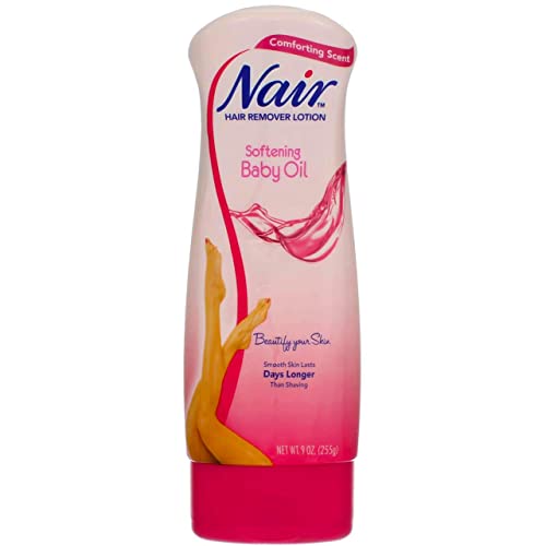 Loção para removedor de cabelo de nair amaciando óleo de bebê, 9 onças