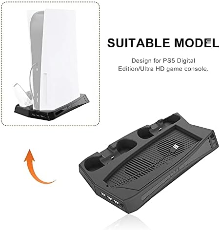 SXDS Charging Stand With Fan CofriChing 3 USB Hub Charger Port Cooler Handle Charger para acessórios de jogo PS5