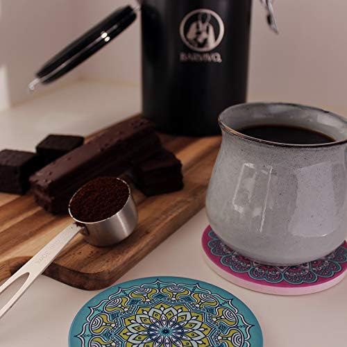 Coastas -russas de Barvivo Mandala para bebidas absorventes com suporte - 6 PCs Modelas de mármore para mesa de café - Coasters