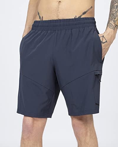 Shorts masculinos de apana tecidos/yoga casual de yoga shorts esticados com bolsos e empilhamento de carga de carga-9 polegada
