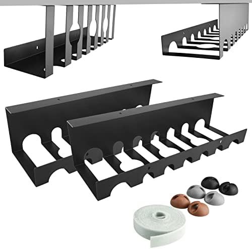 2 Pacote sob a bandeja de gerenciamento de cabos de mesa, 15,7 '' Sem broca de aço organizadores de cabos de aço, gestão