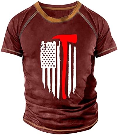 Zefotim 4 de julho Camisas para homens manga curta o pescoço bandeira americana camisetas raglan casuais moda slim tshirts