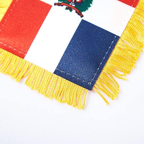 Cantendo 2 pacote Dominica Window Hanging Flag, mini bandeira de carro dominicano com pólo tamel de sucção copo retrovisor