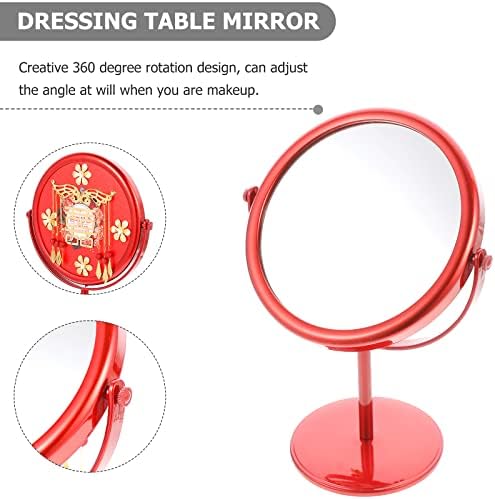 AMOSFUN VAIDADE Desk espelhado delicado espelho de casamento em estilo chinês Espelho de maquiagem de maquiagem de maquiagem de casamento espelho iluminado