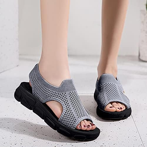 Sandálias para mulheres colorido sólido tecido malha plana salto peep dedo de pé de praia sapatos de verão casuais sapatos