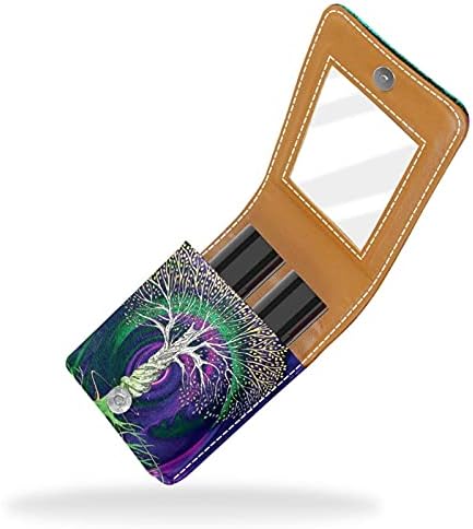 Caixa de batom com espelho Digital Psychedelic Tree of Life com Tornando o suporte para fundo gótico Lip Bloss Lipstick Box