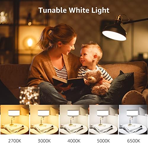 Lâmpadas de lâmpadas de mudança de cor, lâmpada de LED inteligente Bluetooth, diminuído por meio de aplicativo, equivalente a 60 watts, 2700k-6500k White ajustável, lâmpada A19 E26 RGB para festa em casa do quarto e mais, 4 pacotes