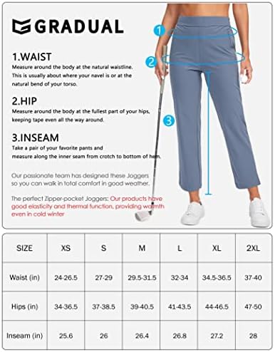 G Gradual Women's Golf Pants com bolsos com zíper puxam calças de tornozelo seco rápido e dreno para mulheres Trabalho