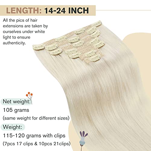 Ugeat 18 polegadas Clipe em extensões de cabelo 7 peças e extensões de cabelo de arame de 18 polegadas Weft Human Human
