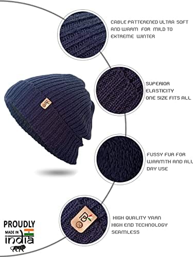 Bharatasya pacote de 2 unissex knit sólida boné de gorro de inverno para interno e ioga, corrida, esqui em mistura de lã acrílica