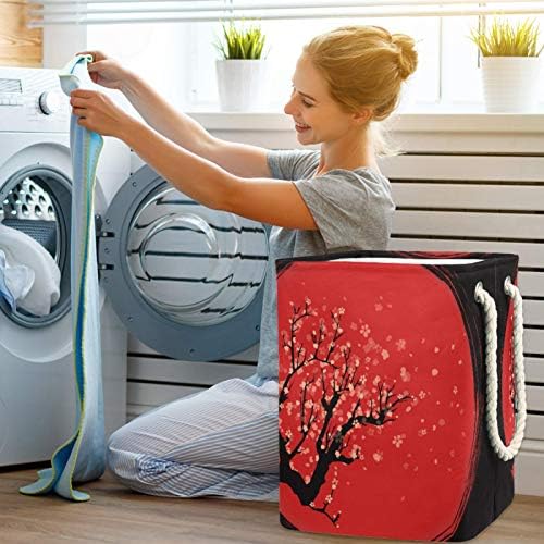 Indicultura de lavanderia Horta desenhada à mão Artística Japão Cherry Tree Tree Cestas de lavanderia Cestas de roupas de lavagem