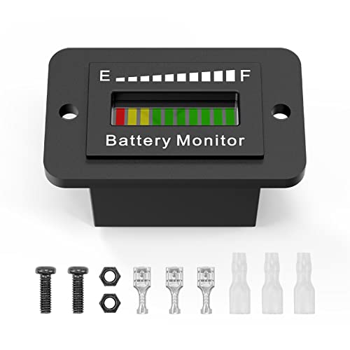 Medidor de indicador de bateria do LED, 12V 24V 36V 48V 60V 72V Tensão compatível com a bateria compatível com o indicador