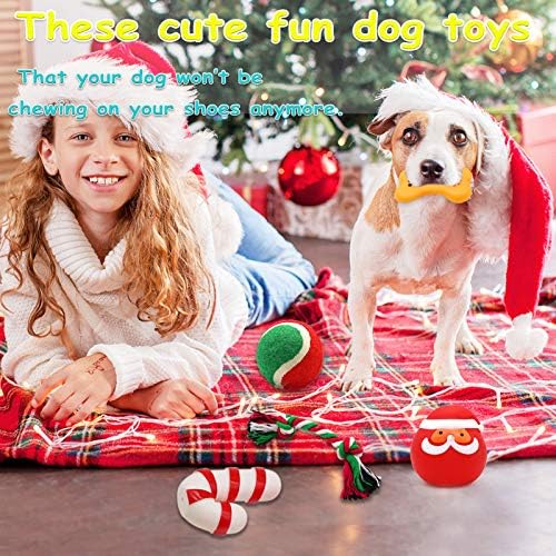 Christmas Dog Stocking Toys, PETUOL 5PCS Xmas Dog Toy Set com brinquedos estridentes